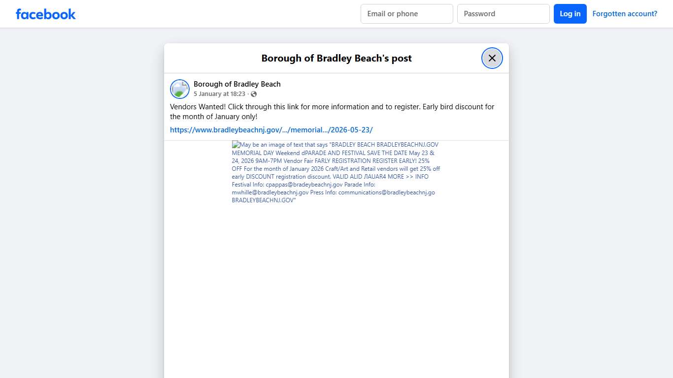 Vendors Wanted! Click through... - Borough of Bradley Beach Facebook